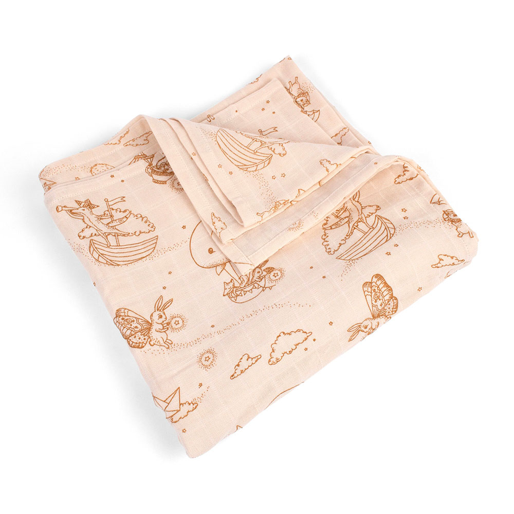Filibabba GOTS muslinteppe 120x120 cm Dreamy Adventurers