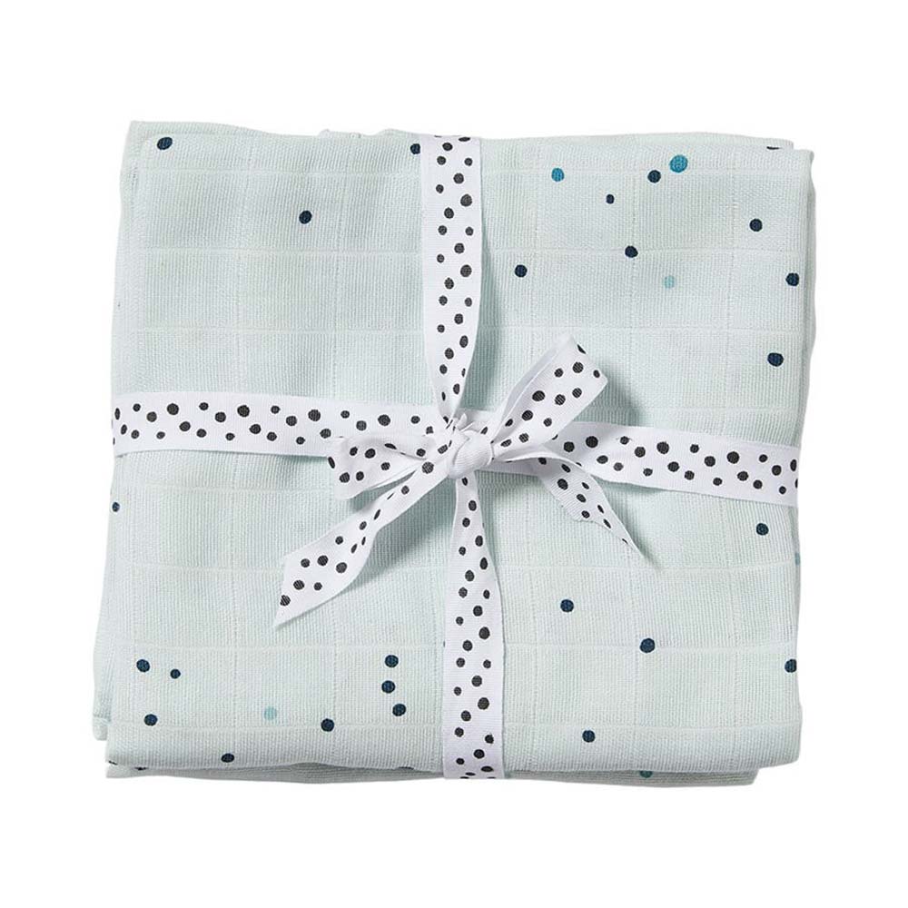 Done by Deer Muslin-teppe 2-pakning Dreamy dots Blå