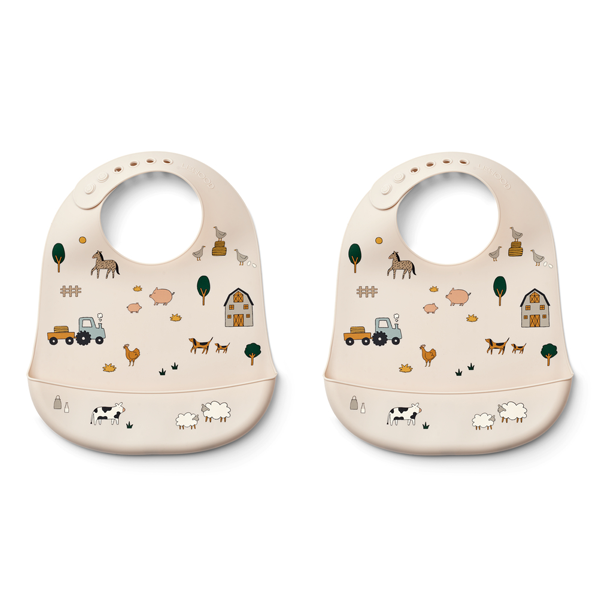 Liewood Tilda mønstret smekke 2-Pack Farm / Sandy