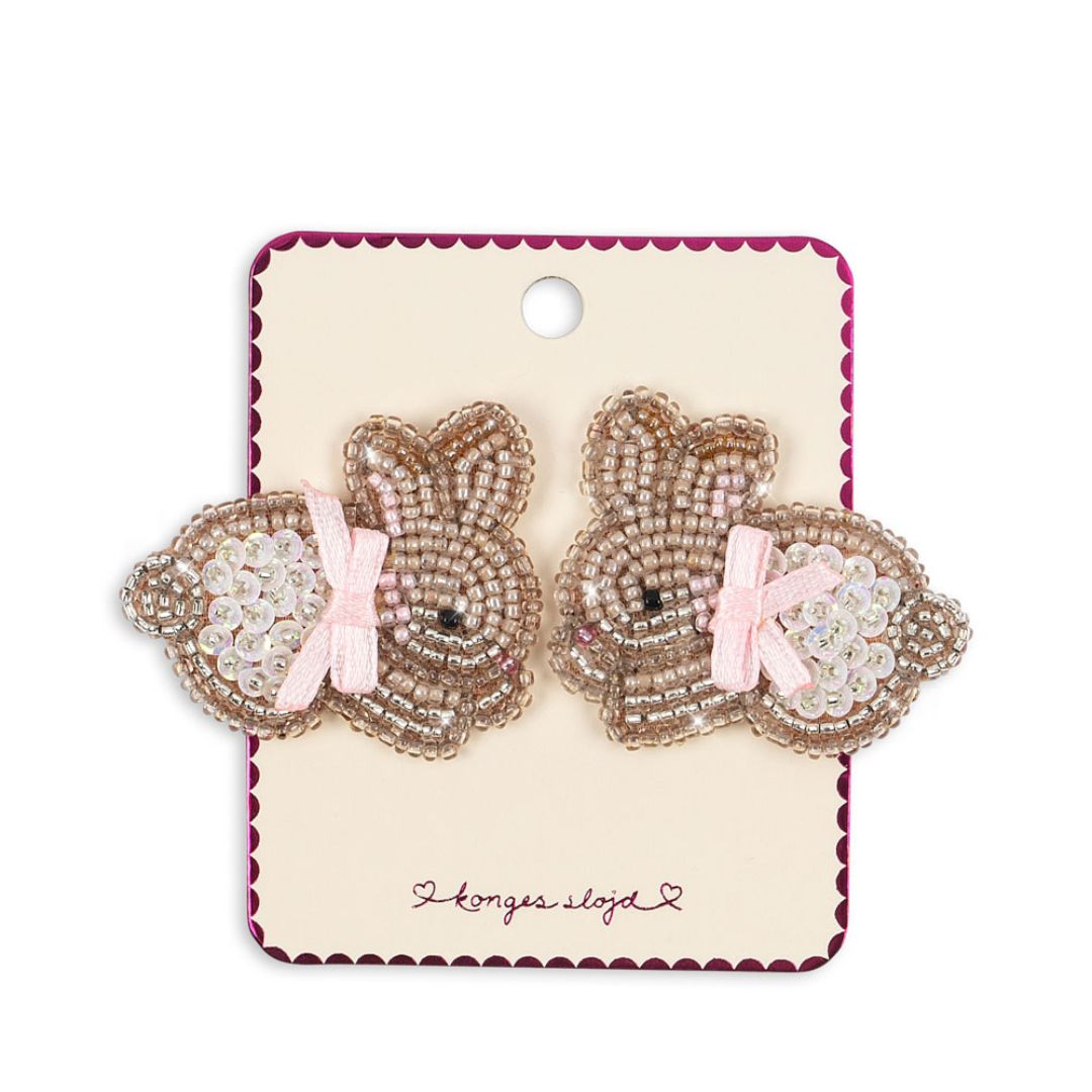 Konges Sløjd 2 Pack Beaded Bunny Hair Clips Bunny-One Size