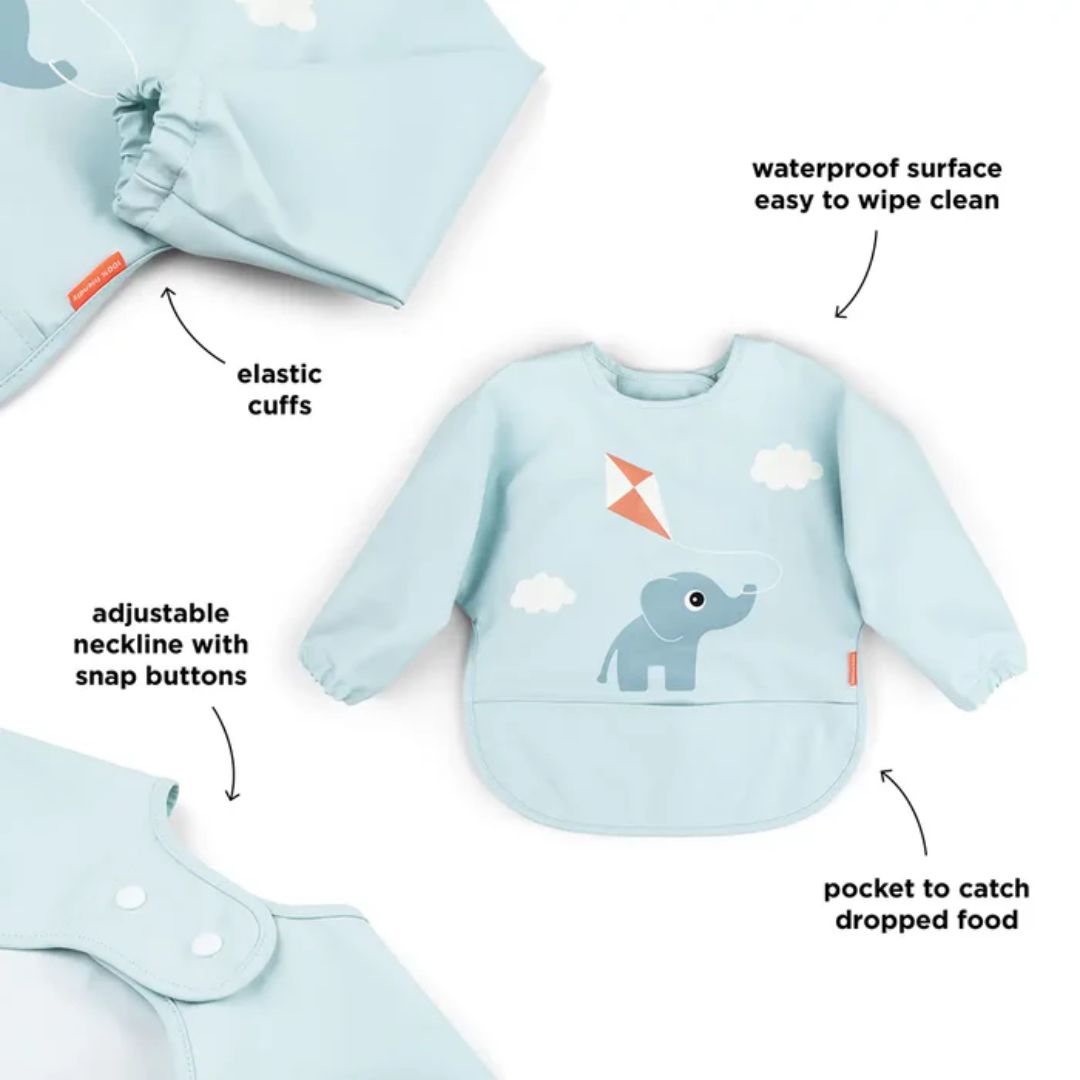 Utført av Deer Bib med ermet Playground Blue