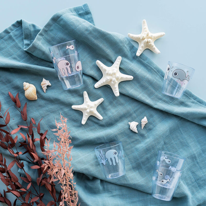 Done by Deer Yummy glass mini 3-pk Sea friends Sennep/Grå