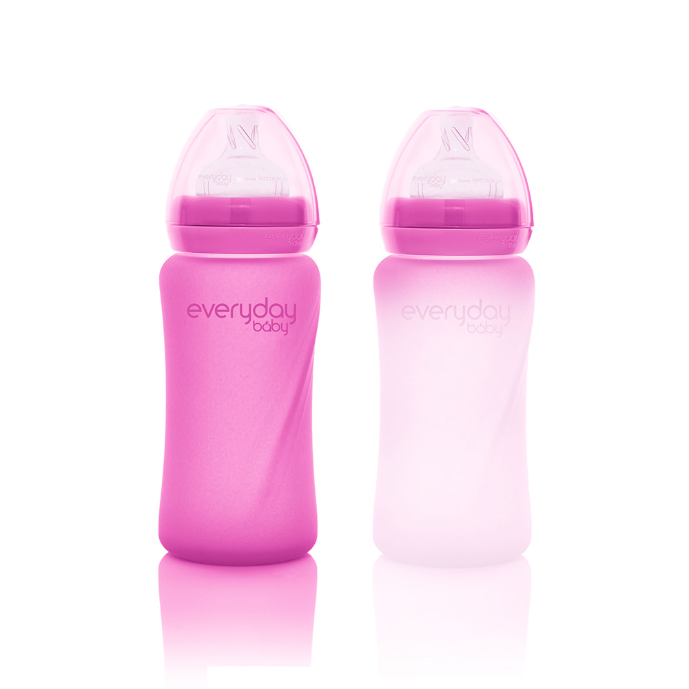  Everyday Baby tåteflaske med varmeføler Healthy + 240 ml - Cerise rosa