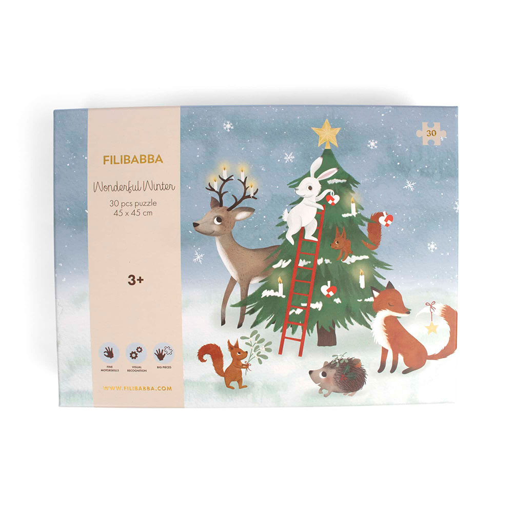 Filibabba 30-delers puslespill (45x45 cm) Fantastiske Vinterskogvenner