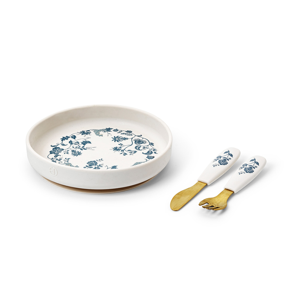 Elodie silikonplate med bestikk-Garden Leo Toile