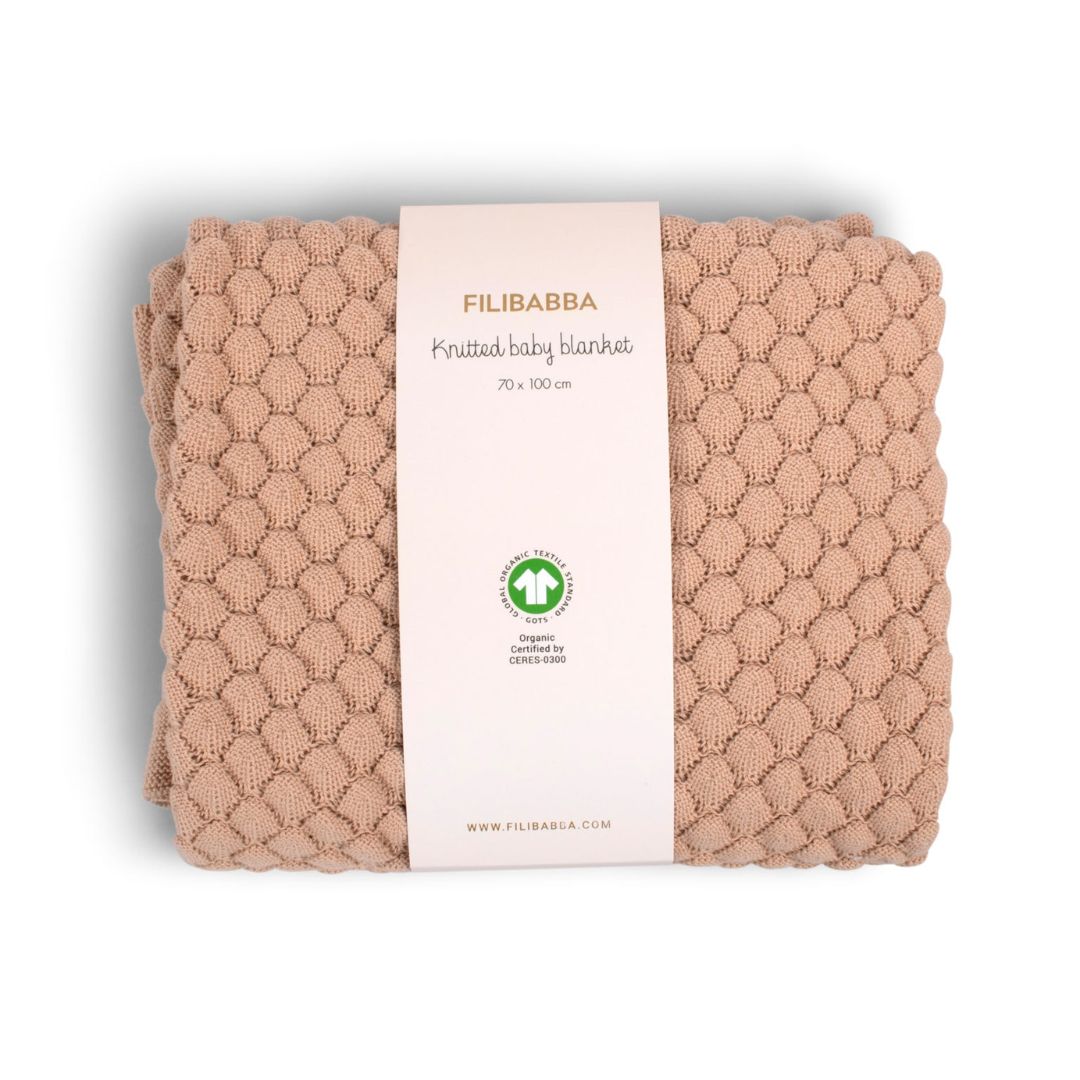 Filibabba Strikket babyteppe GOTS - Rose