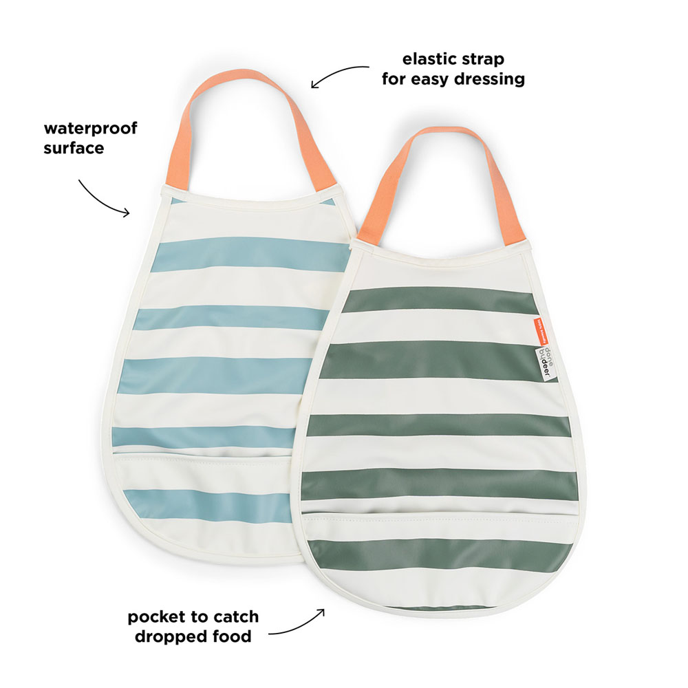 Done by Deer Pull-over smekke 2-pack Stripes Blue/Green