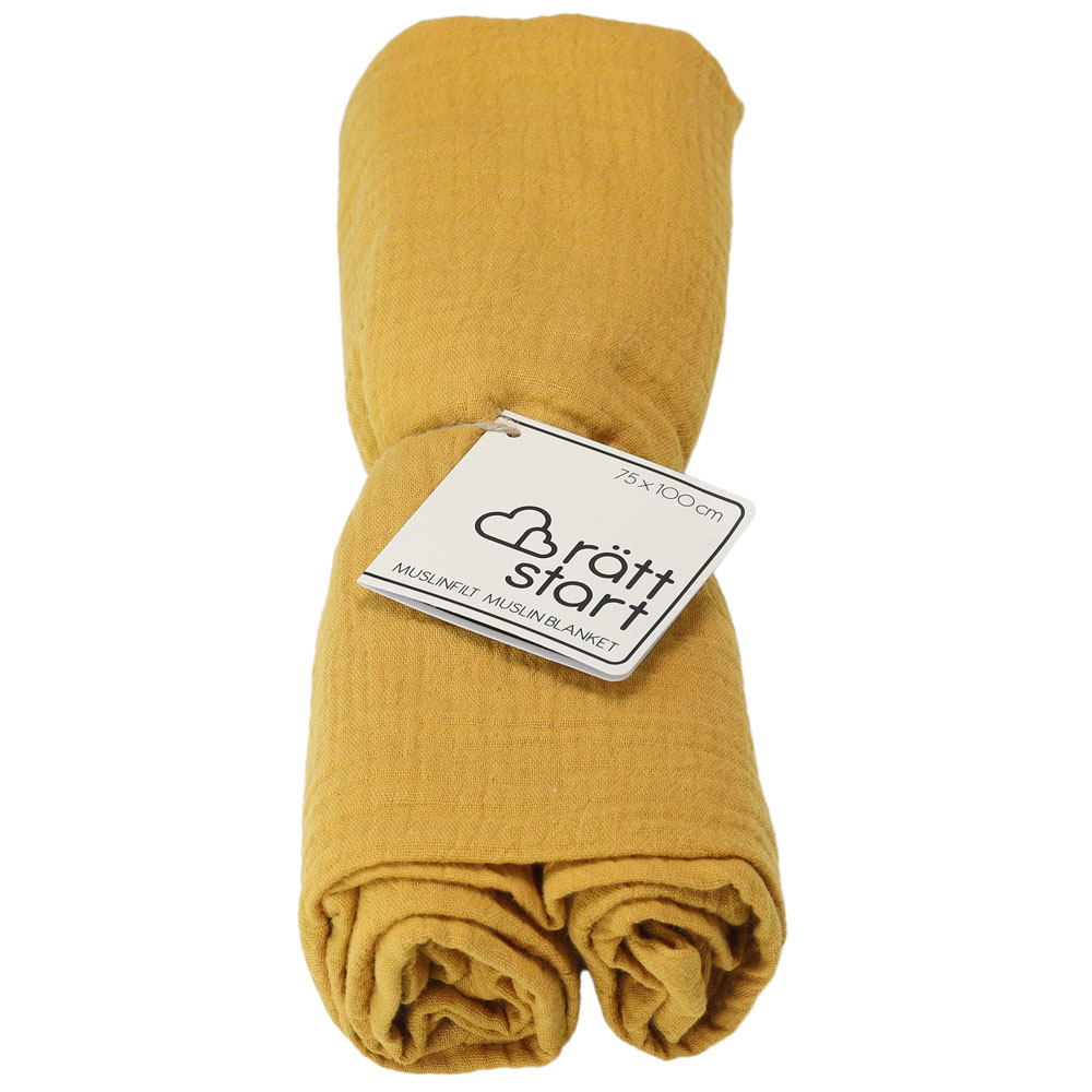 Rätt Start Muslin-teppe gul