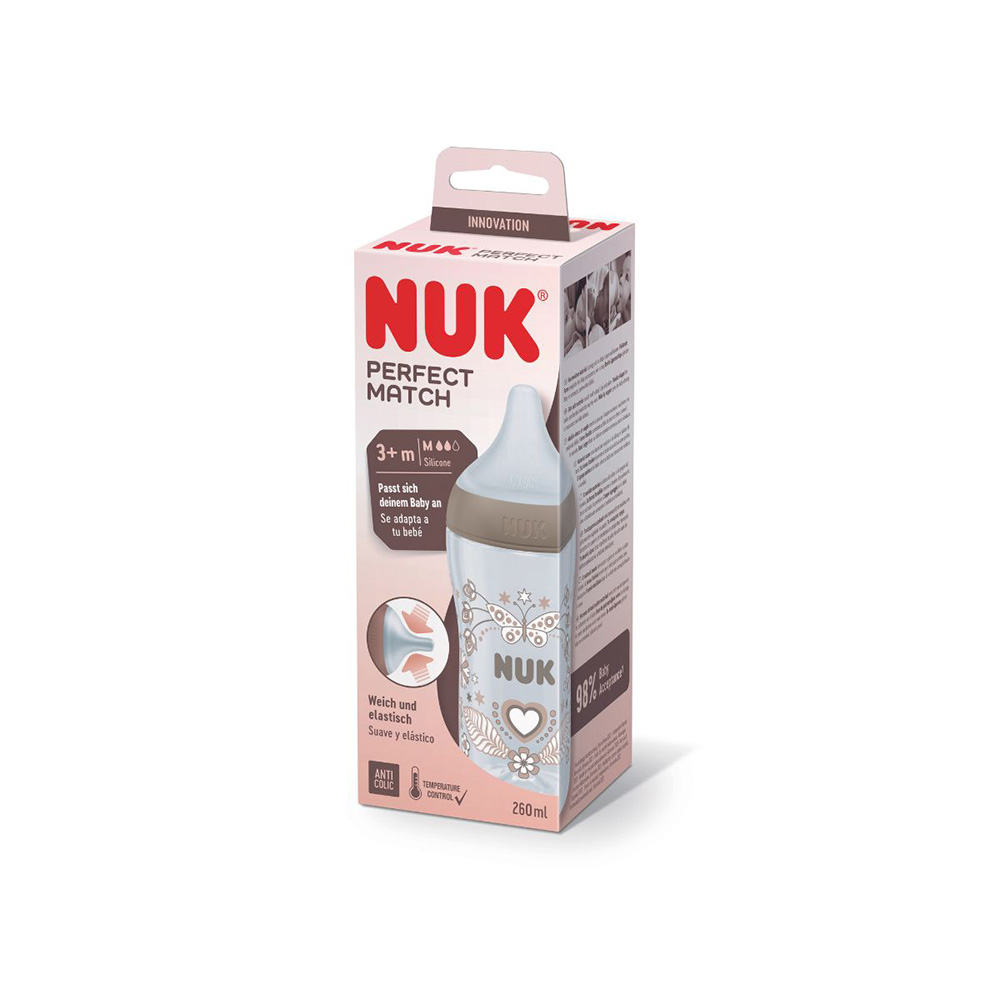 NUK Perfect Match Babyflaske 260 ml - Hjerte
