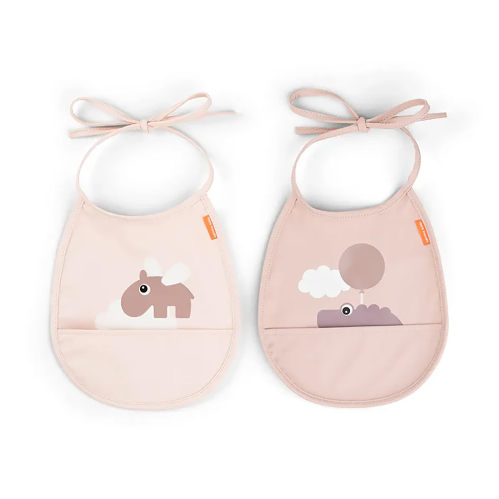 Done by Deer bib med lomme 2-pack Happy clouds Powder