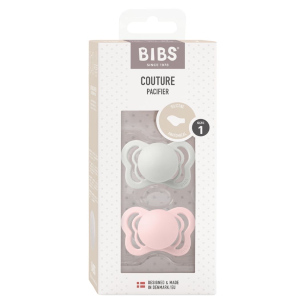 BIBS smokk Couture 2-pk silikon 0-6m Haze/Blossom