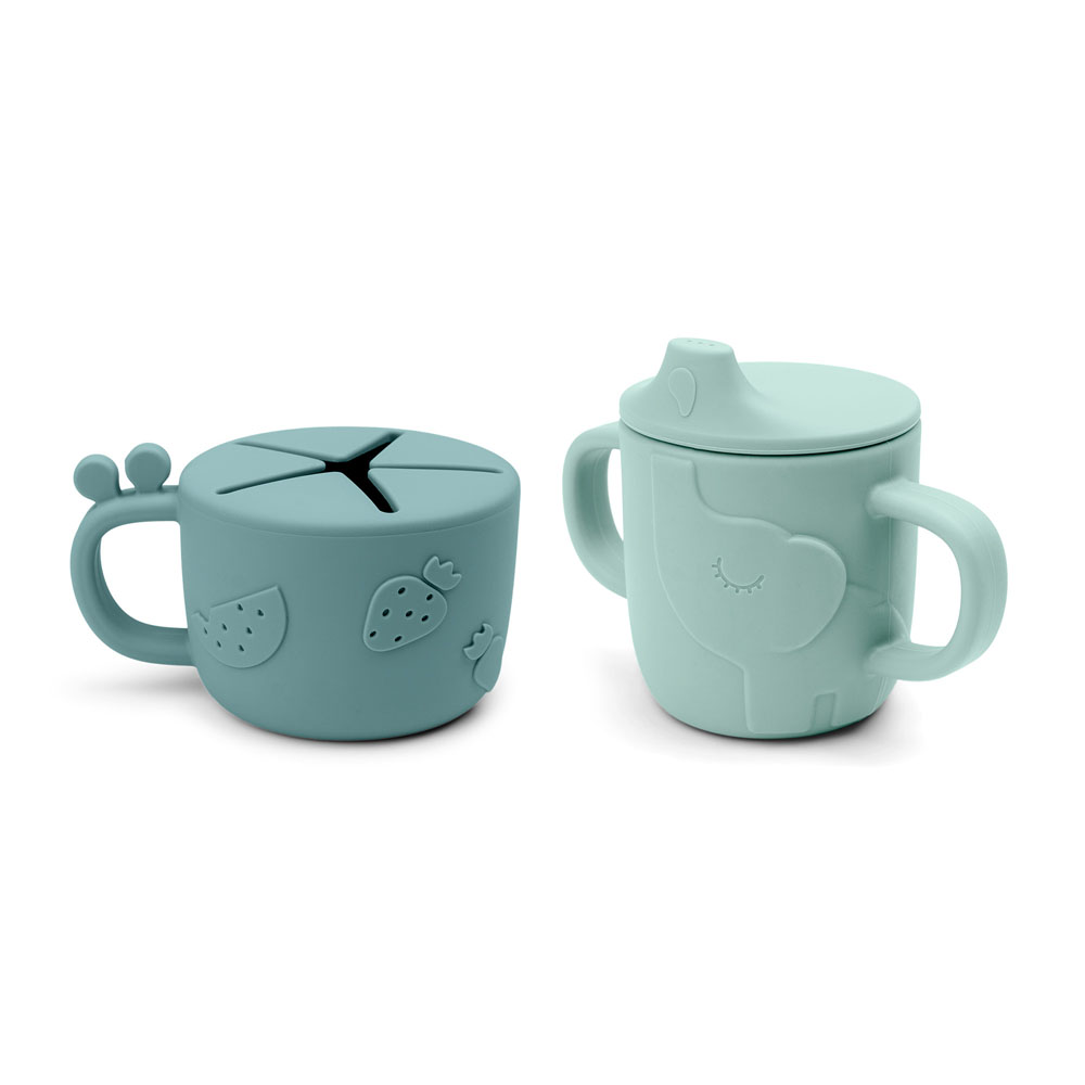 Done by Deer Peekaboo mugg/snack set Deer friends Blue