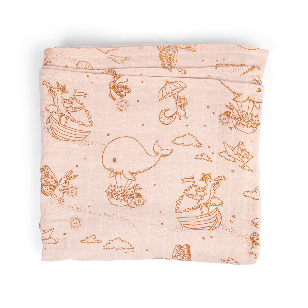 Filibabba GOTS muslinteppe 120x120 cm Dreamy Adventurers