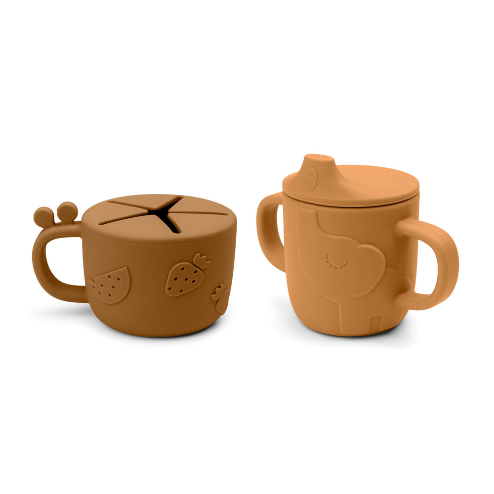 Done by Deer Peekaboo mugg/snack set Deer friends Mustard