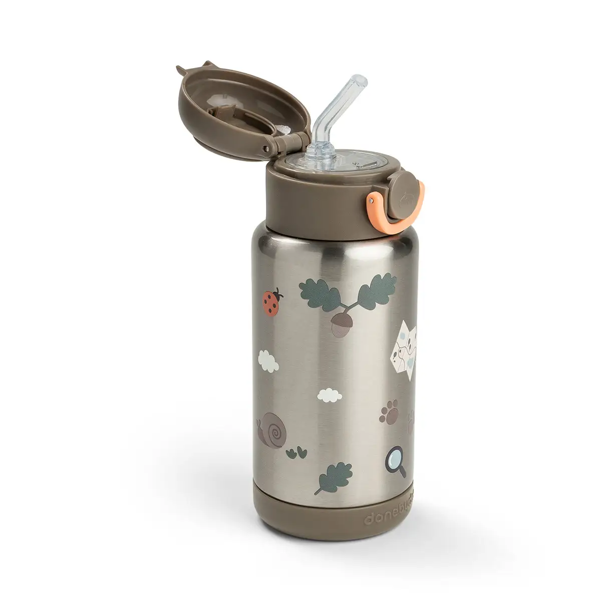 Done by Deer isolert flaske med sugerør Tiny Trails Sand 340 ml
