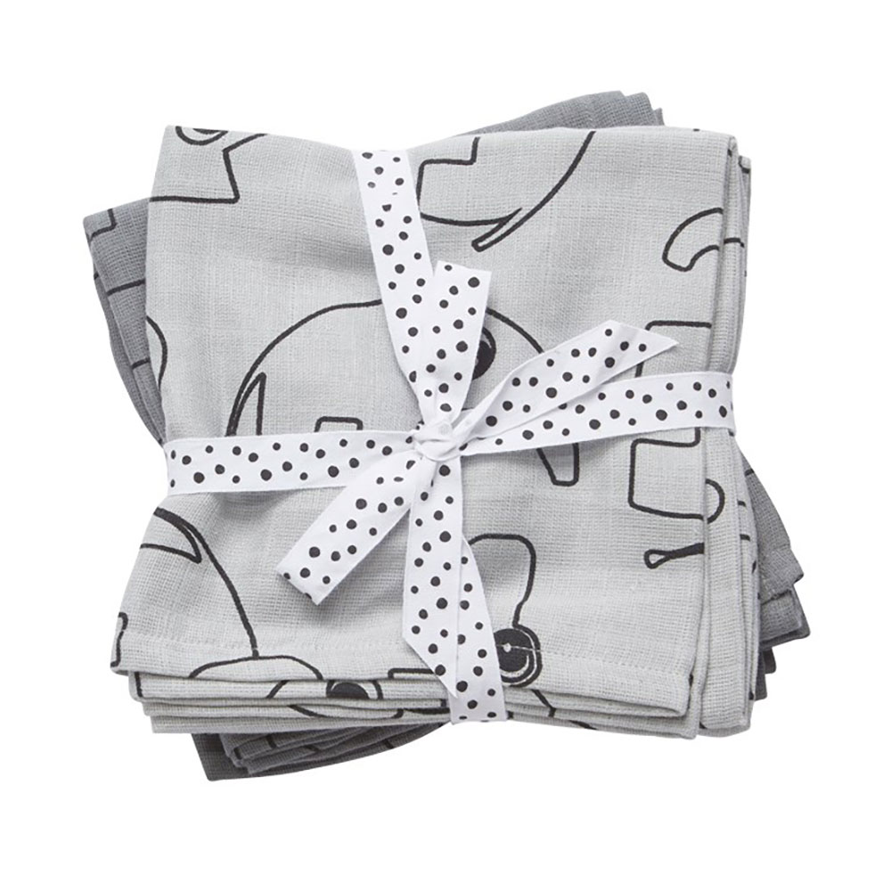 Done by Deer Muslin-teppe 2-pakning Contour Grey