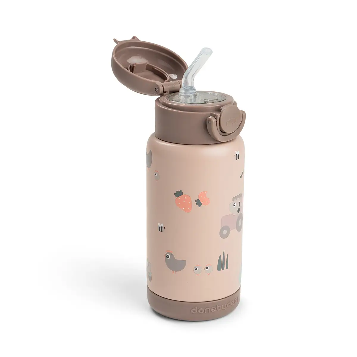 Done by Deer isolert flaske med sugerør Tiny Farm Powder 340 ml
