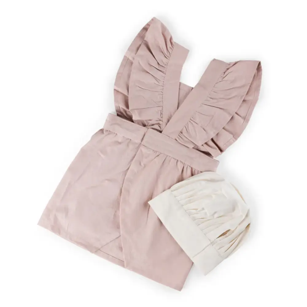 Sebra forkle- & kokkehattesett – Dusty pink/White