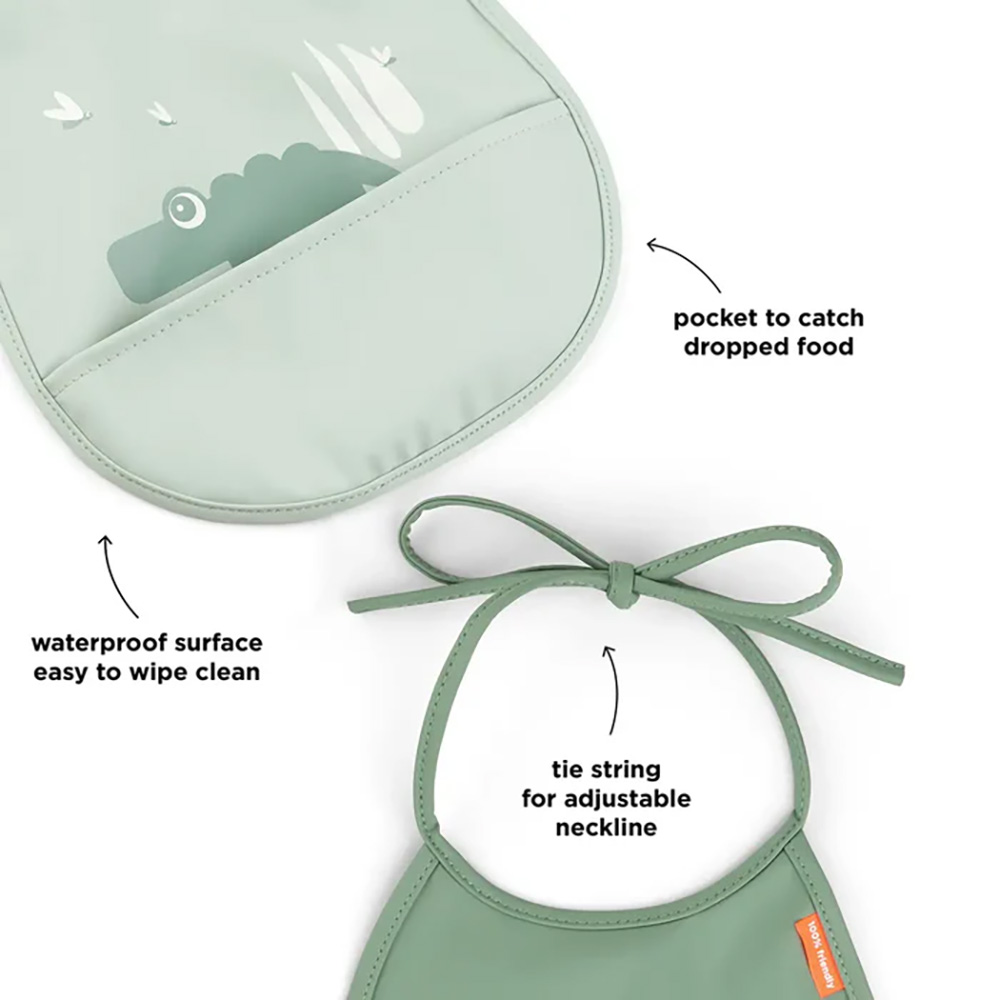 Done by Deer bib med lomme  2-pack Croco Green