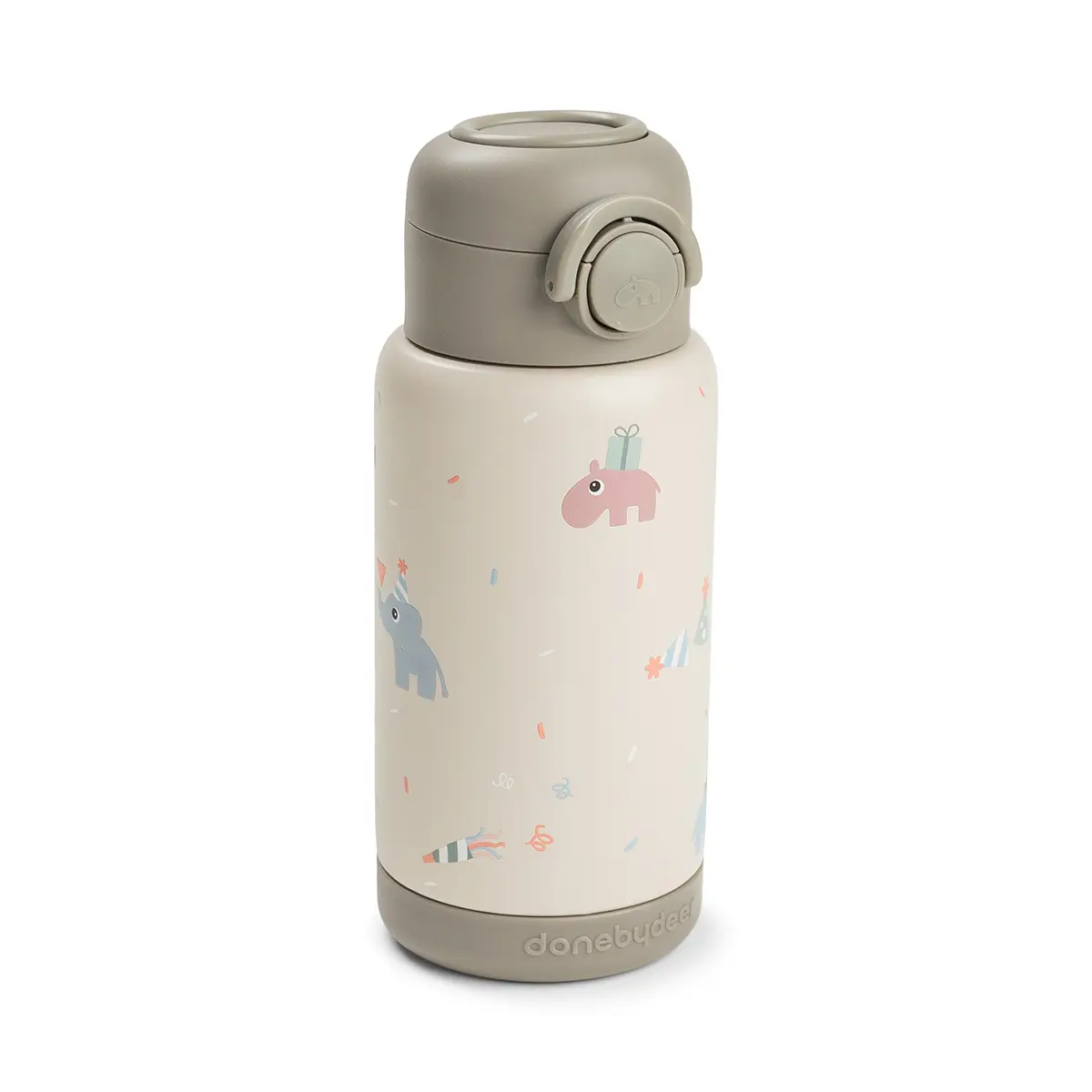 Done by Deer isolert flaske med sugerør Celebration Sand 340 ml