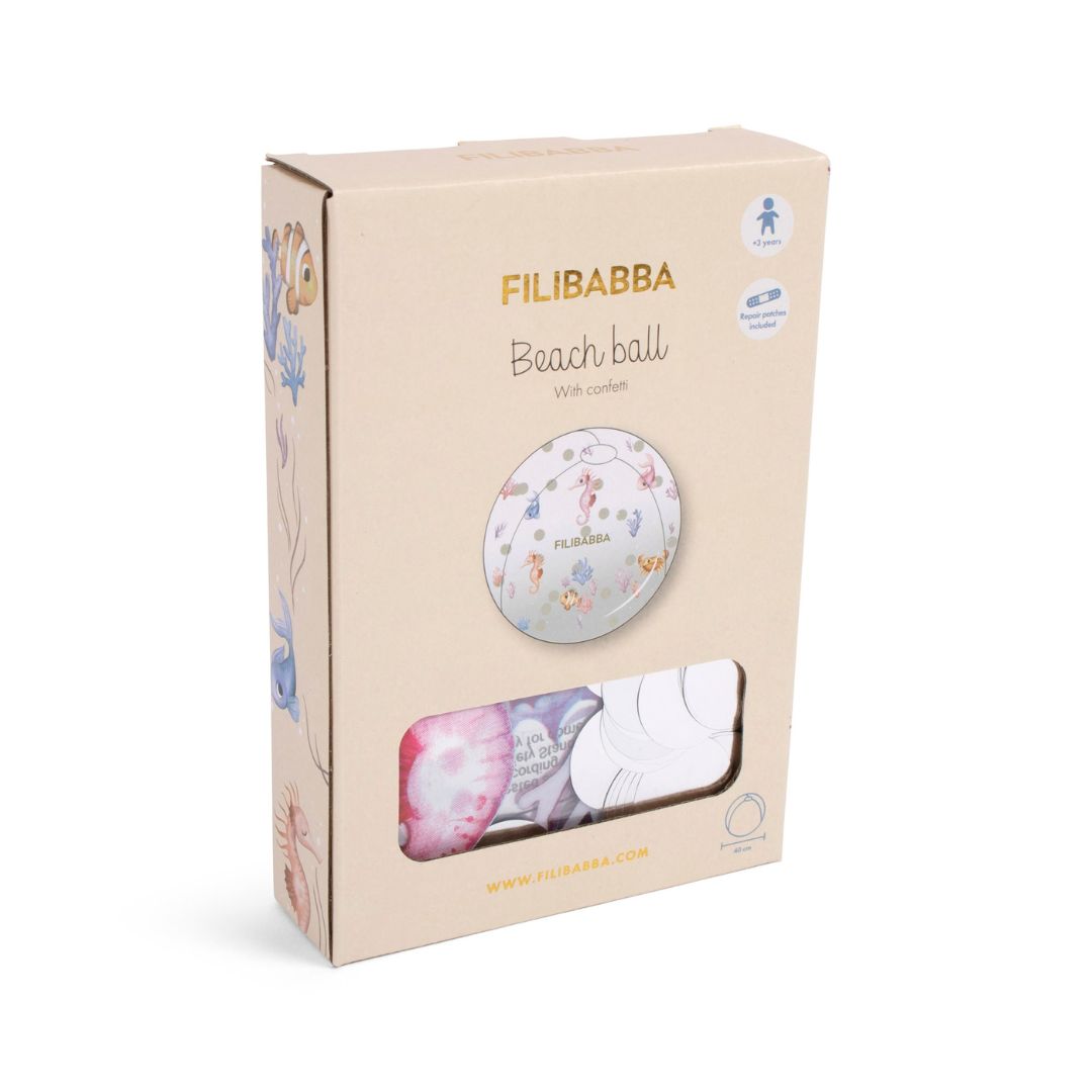 Filibabba Badeball Alfie - Regnbuefarget glitterkonfetti