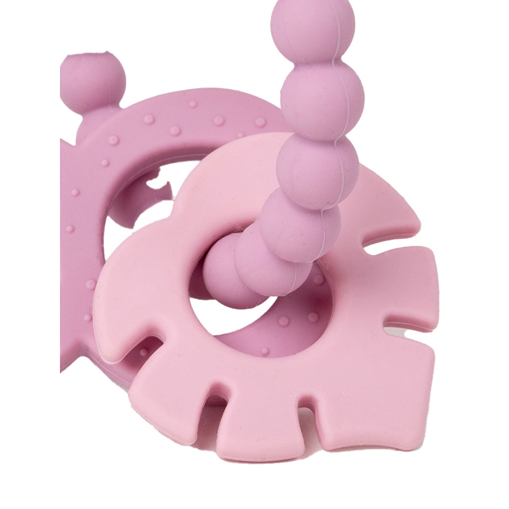 Teddykompaniet Bitering i silikon & tre dusrosa