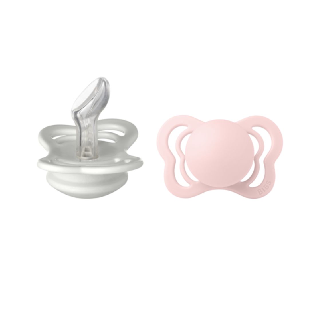 BIBS smokk Couture 2-pk silikon 0-6m Haze/Blossom