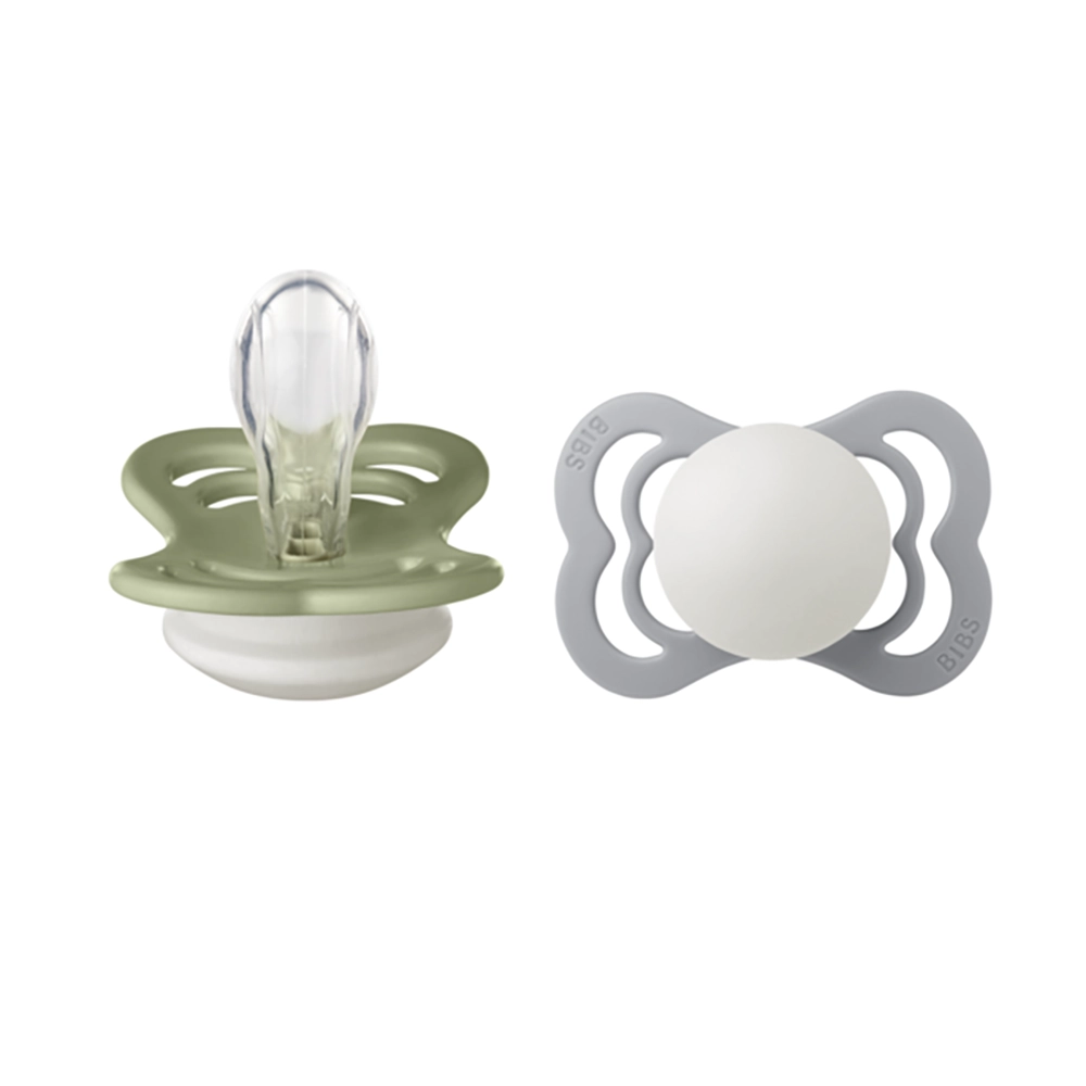 BIBS Supreme 2 PACK silikon størrelse 1 Sage GLOW/Cloud GLOW