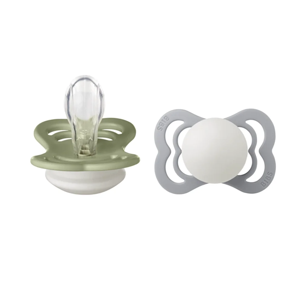 BIBS Supreme 2 PACK silikon størrelse 1 Sage GLOW/Cloud GLOW