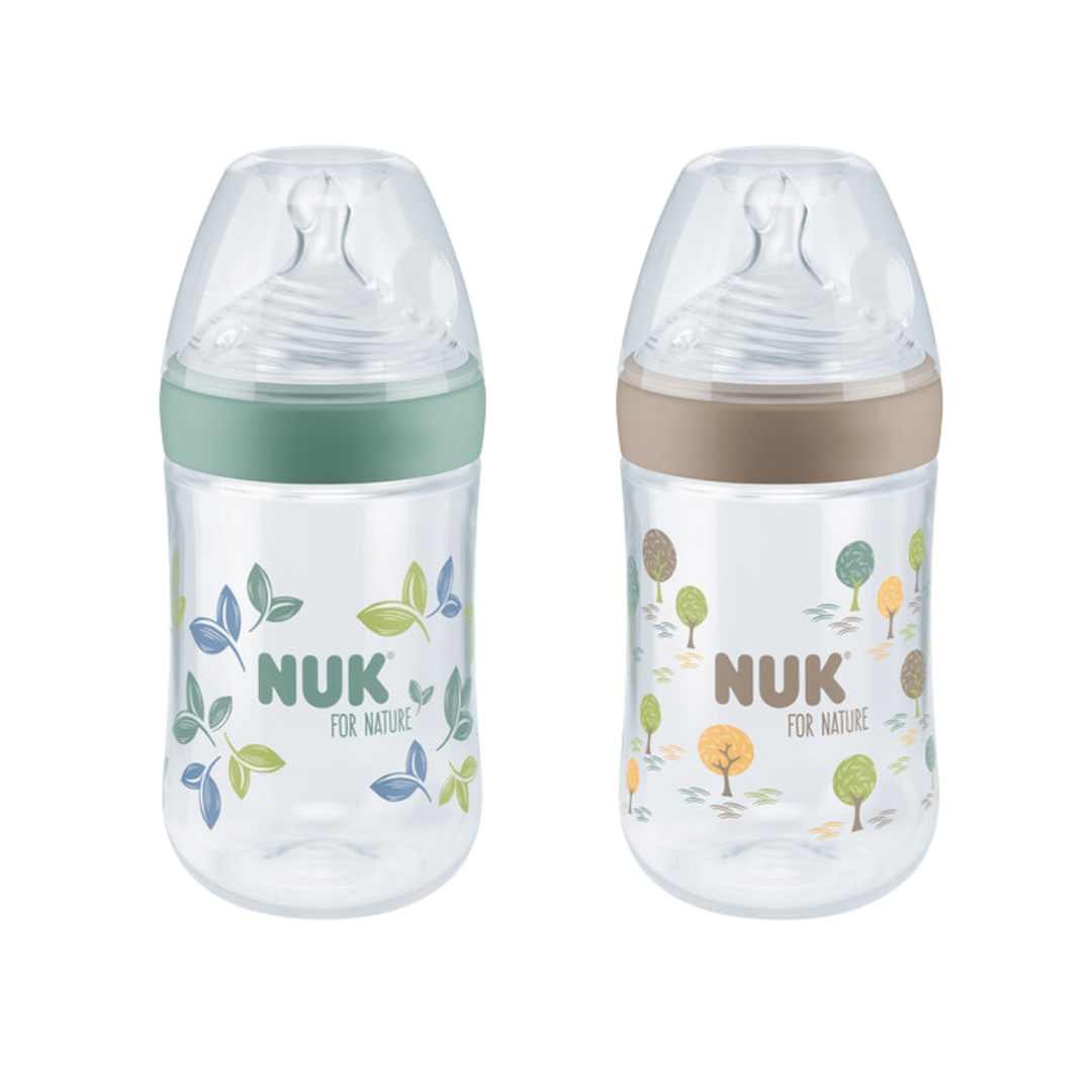 NUK for Nature Babyflaske i silikon i blandede farger 260 ml