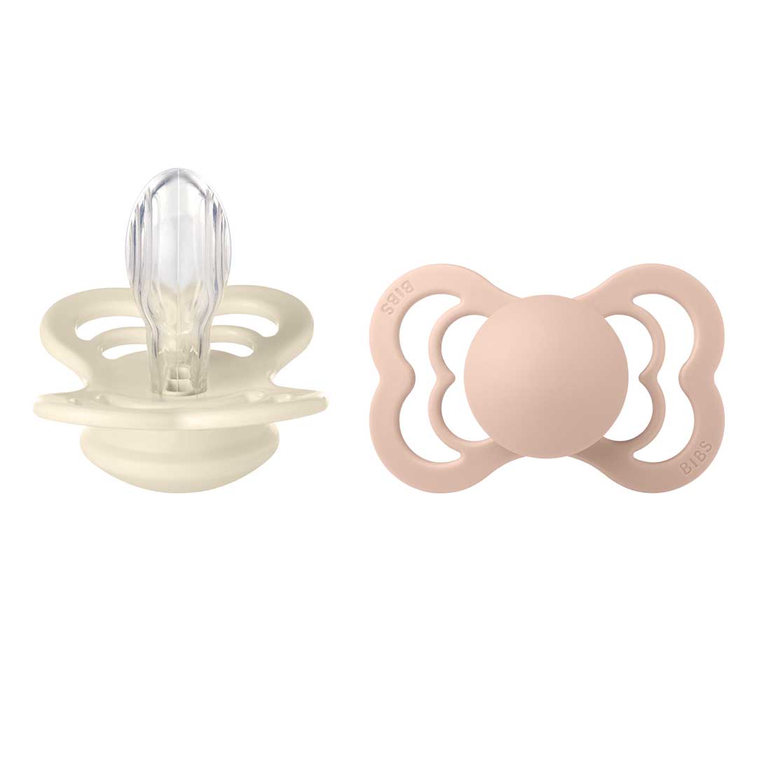 BIBS duk 2-pakning Supreme 6-18m Silikon Elfenben/Blush