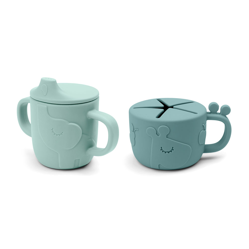 Done by Deer Peekaboo mugg/snack set Deer friends Blue