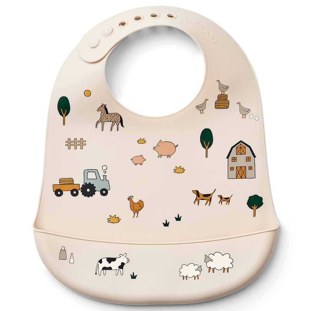 Liewood Tilda mønstret smekke 2-Pack Farm / Sandy