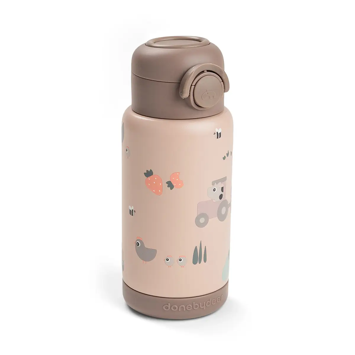 Done by Deer isolert flaske med sugerør Tiny Farm Powder 340 ml