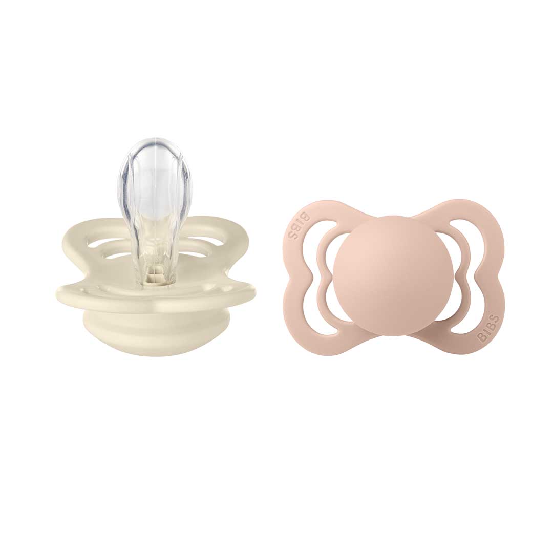 BIBS smokk 2-pakning Supreme 0-6m Silikon elfenben/blush