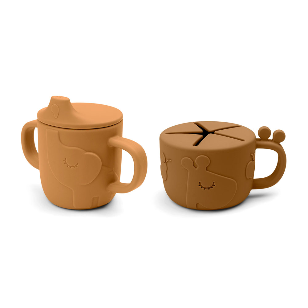 Done by Deer Peekaboo mugg/snack set Deer friends Mustard