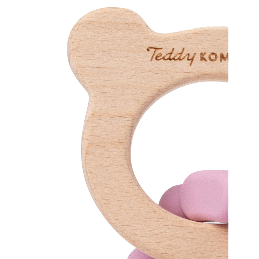Teddykompaniet Bitering i silikon & tre dusrosa