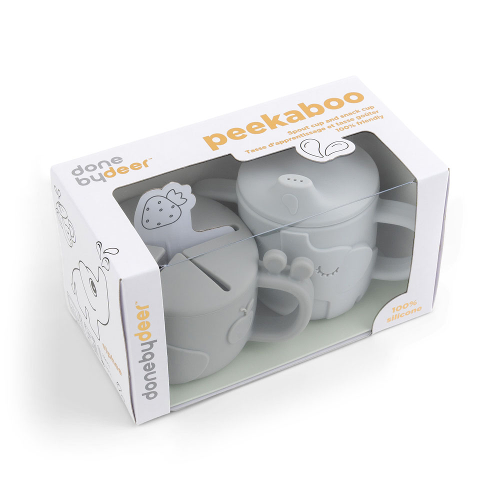Done by Deer Peekaboo mugg/snack set Deer friends Grey