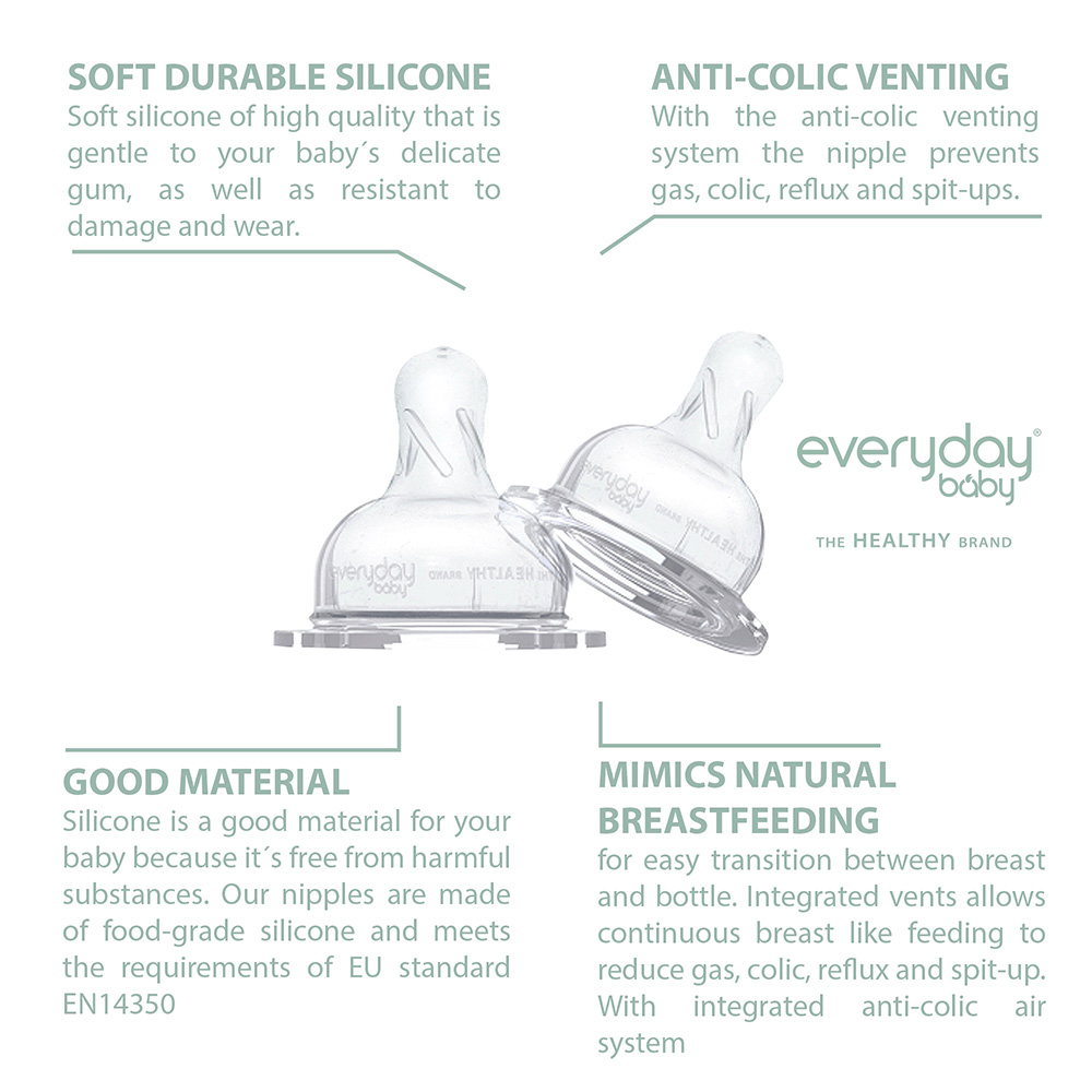  Everyday Baby Anti-kolikk Flask-smokk S Healthy +