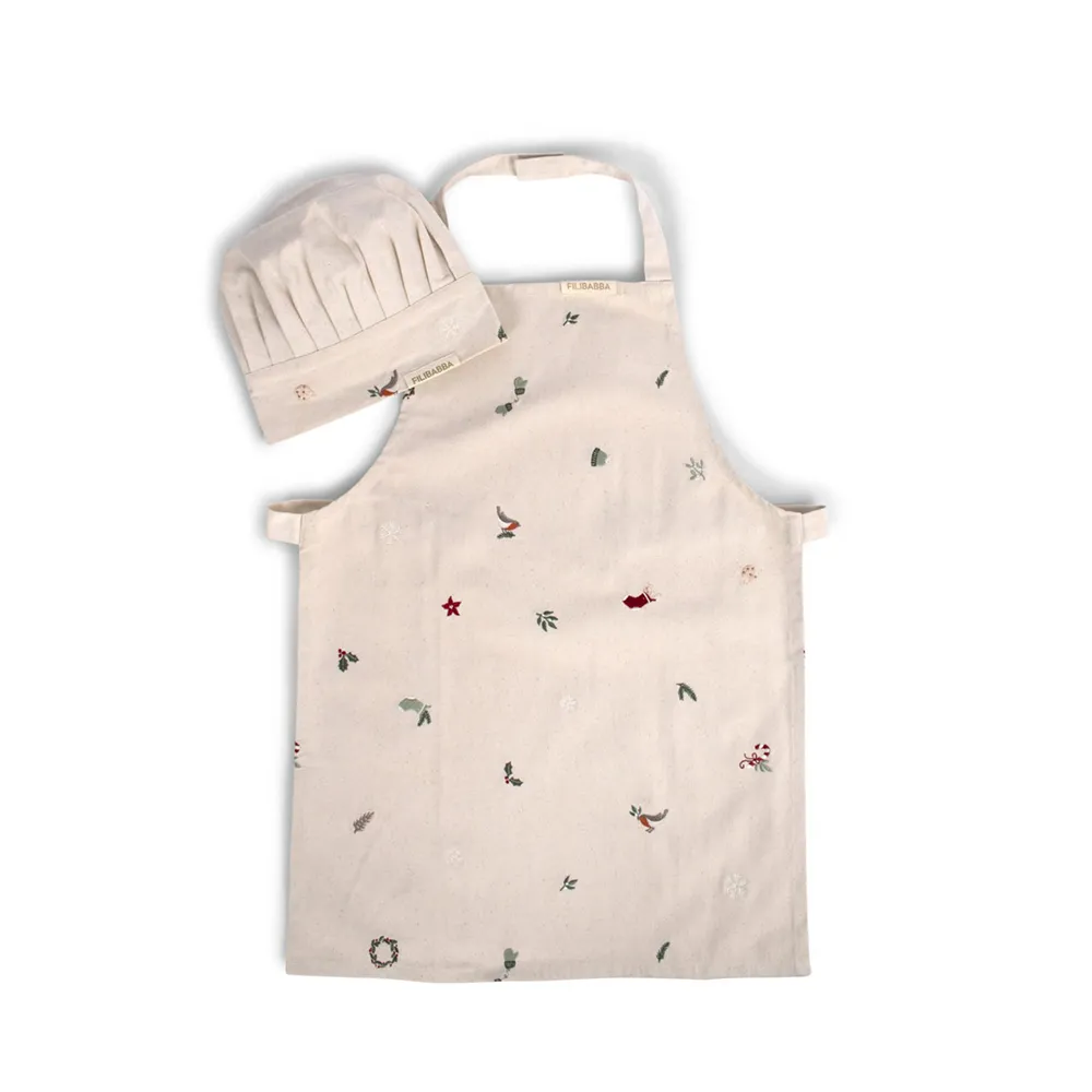 Filibabba Brodert forkle og lue GOTS - Wonderful Winter