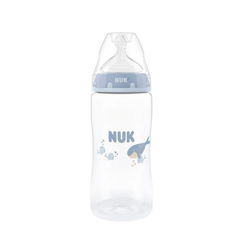 NUK First Choice Tåteflaske 300 ml Whale 3 mnd.+