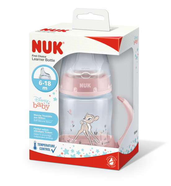 NUK Learner 150 ml Bambi er en sølfri drikkekopp