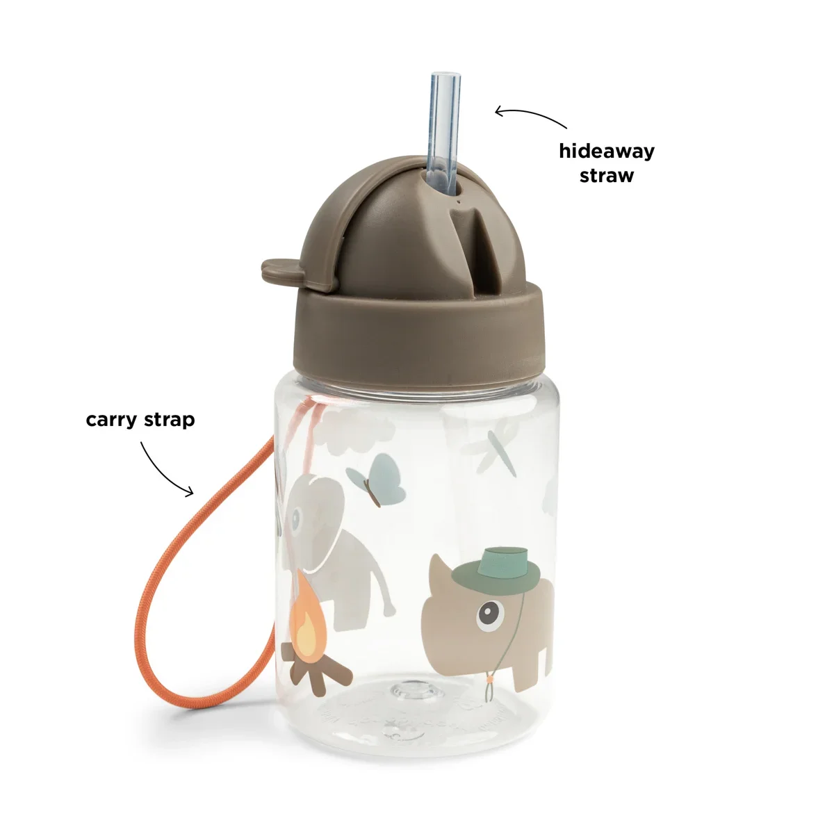 Done by Deer drikkeflaske med sugerør Tiny Trails Sand 280 ml