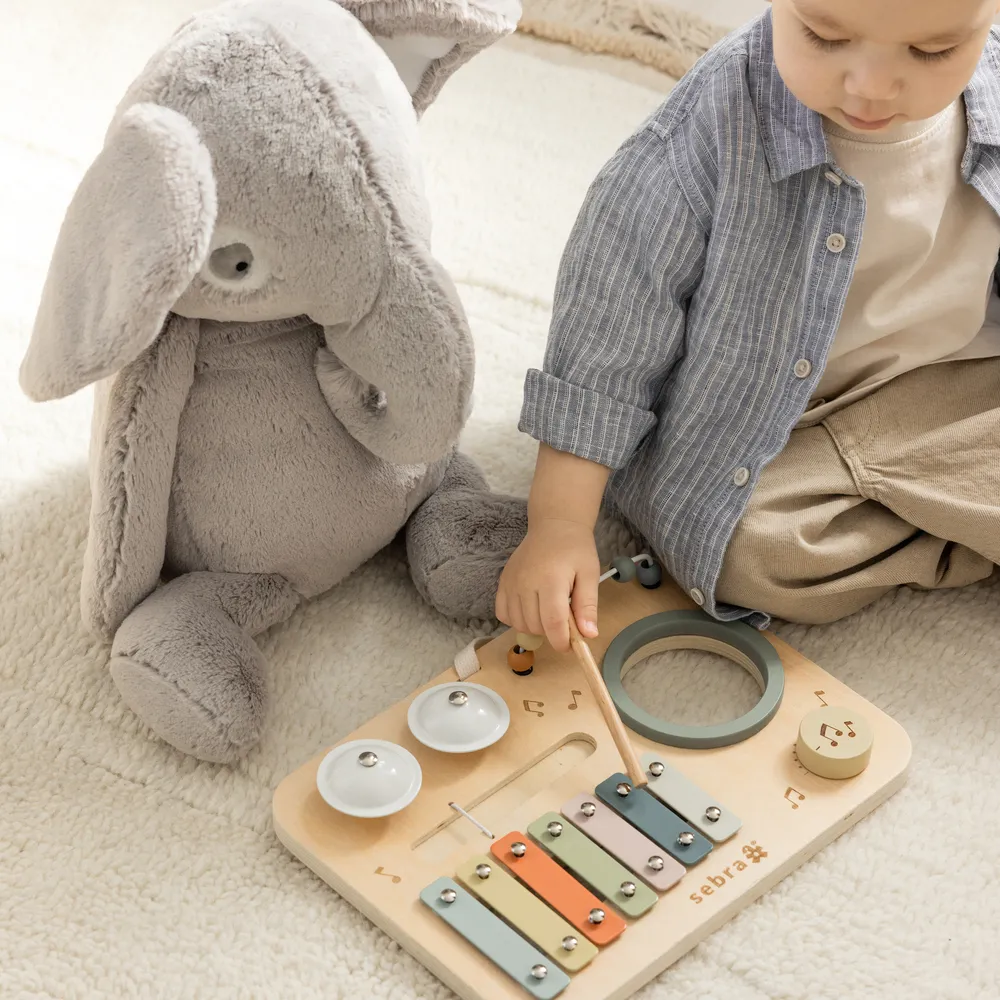 Sebra musikalsk aktivitetspanel i tre