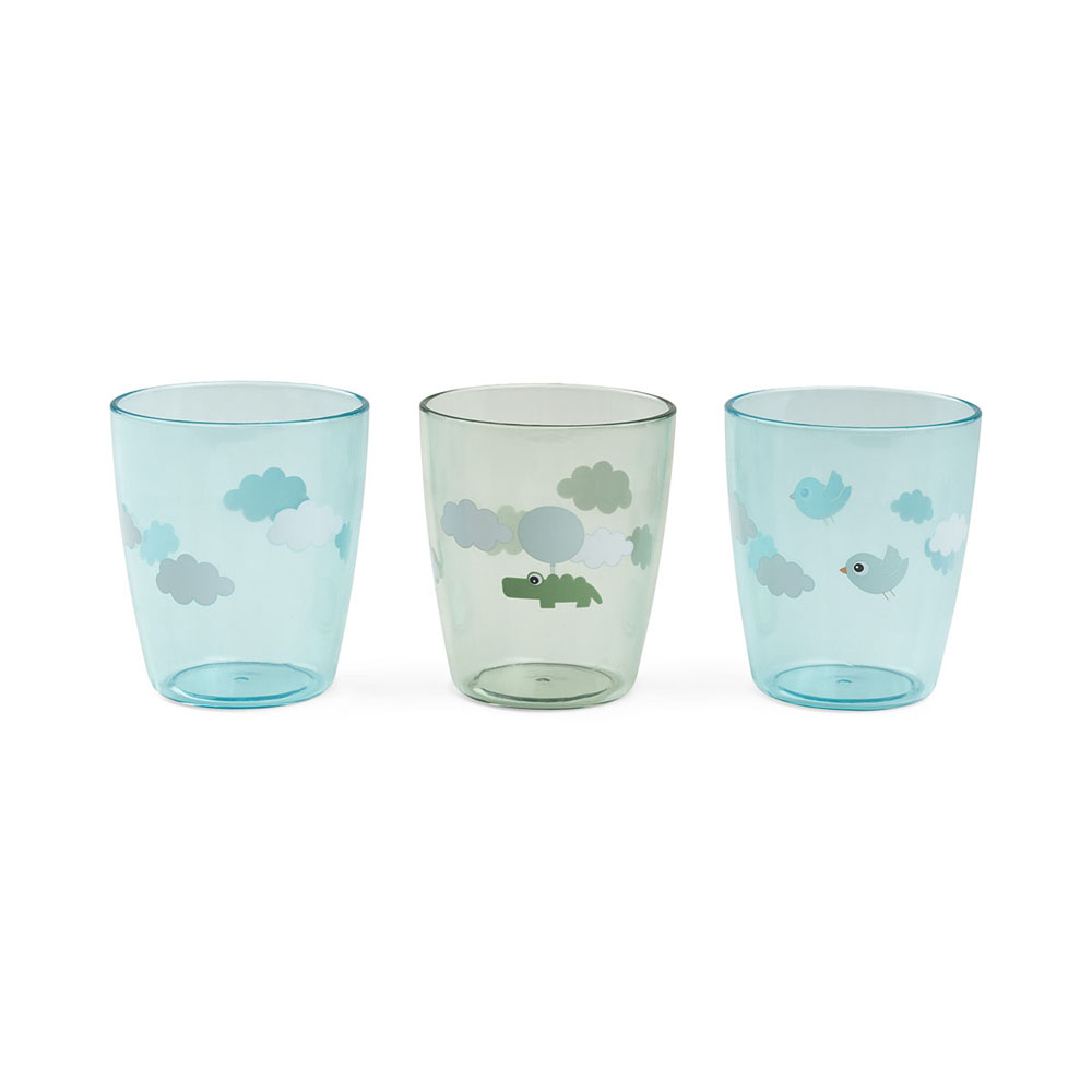 Done by Deer Yummy miniglass 3-pakning Happy clouds Green