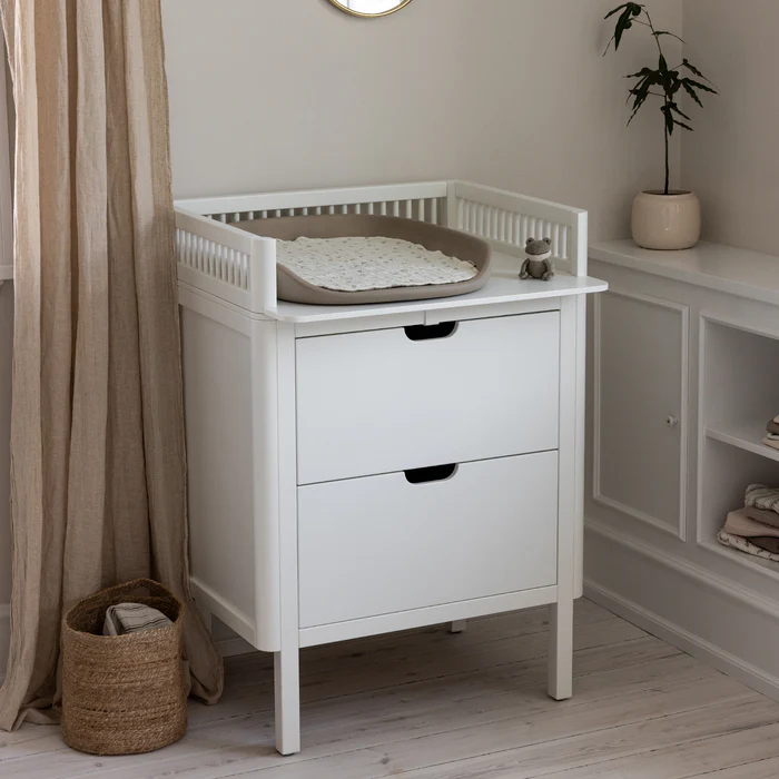 Sebra stellebord med skuffer, White