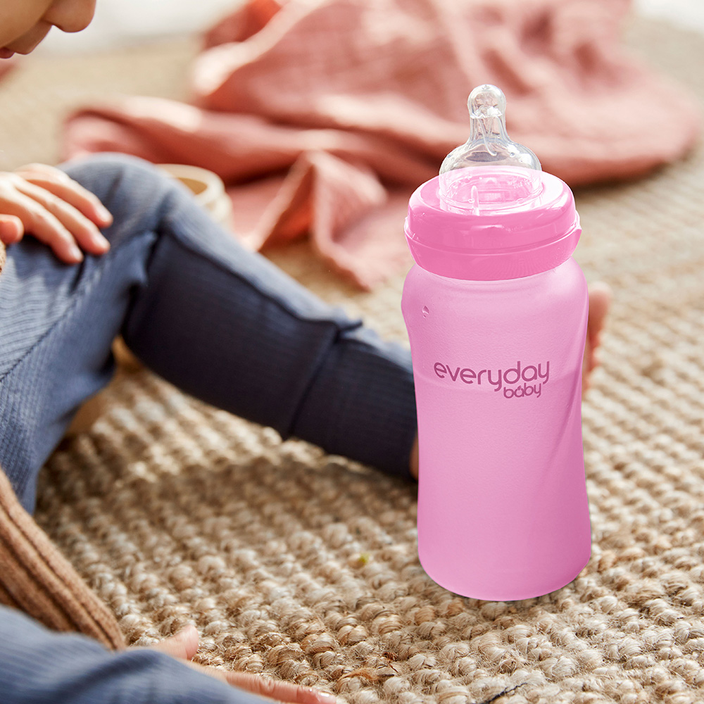  Everyday Baby tåteflaske med varmeføler Healthy + 240 ml - Cerise rosa