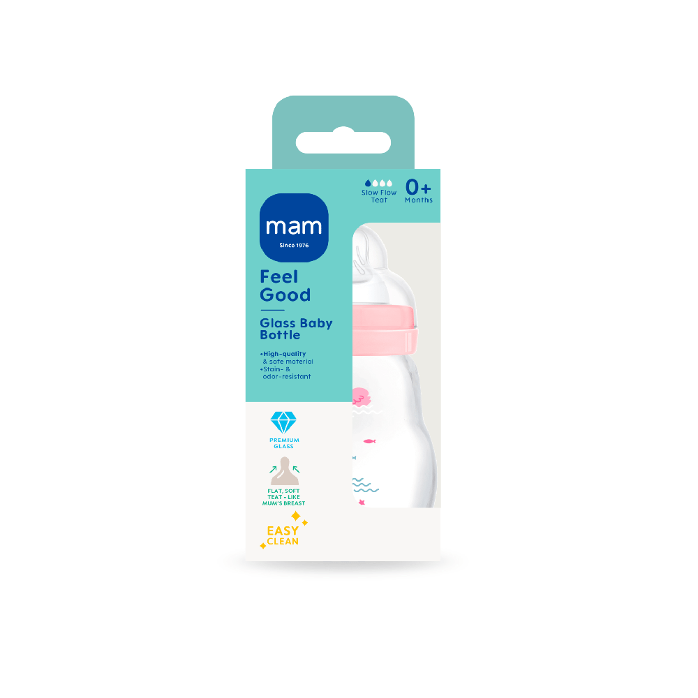 MAM Feel Good Glassflaske 170 ml Blandede farger 1p