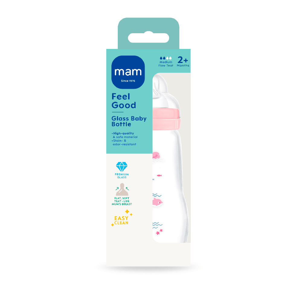  MAM Feel Good Glassflaske 260 ml 1p Blandede farger