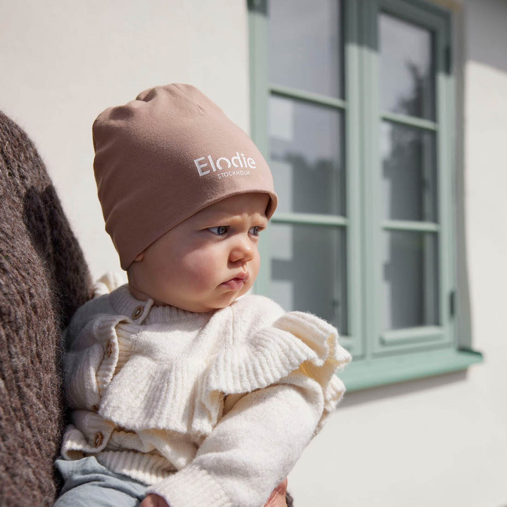 Elodie Cotton Hat Logo- Soft Terracotta 0-6m